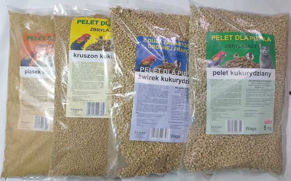 Pellet dla kota kukurydziany zbrylający 39,2L pochłania zapachy 0 pyłu
