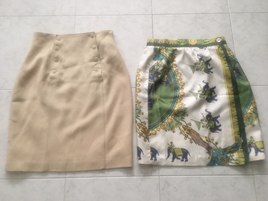 Saias de pele/tecido