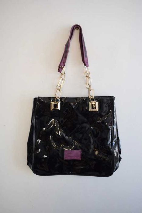 Camomilla - Czarna torba torebka a4 lakierowana damska