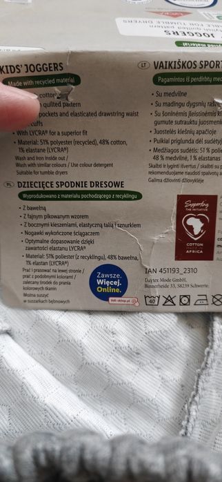 Spodnie dresowe dziewczęce Lupilu 122/128