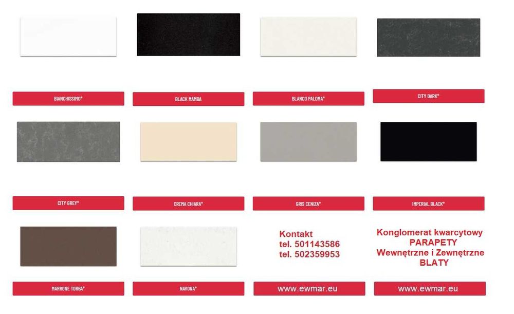 Okładziny z Konglomeratu marmurowego. Parapety. Blaty