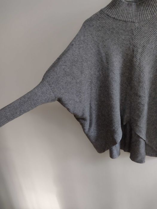 Sweter jasnoszary typu kimono, uniwersalny S/M/L