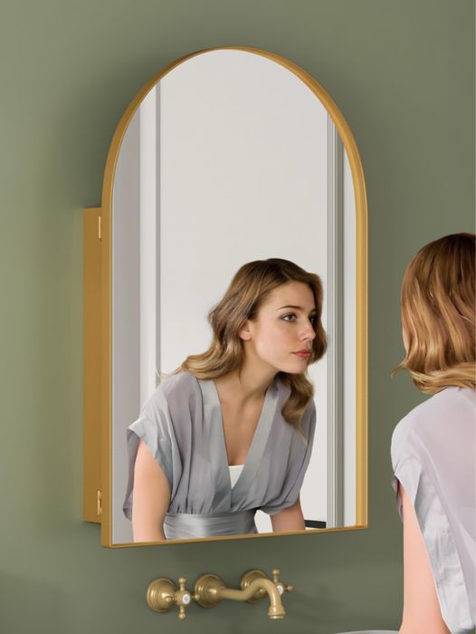 Miedziane zlote retro lustro lazienkowe szafka lazienkowa loft design