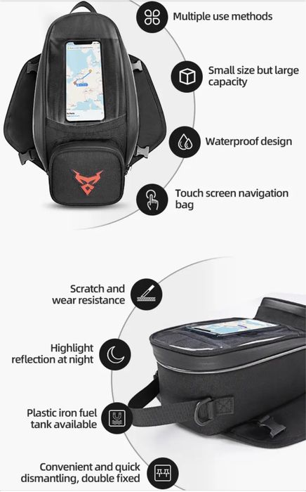 Bolsa/mala magnética depósito/tanque telemóvel para moto