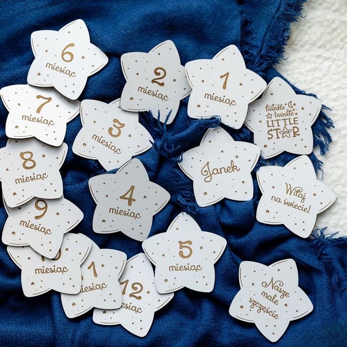 Tabliczki karty do zdjec gwiazdy 16 szt