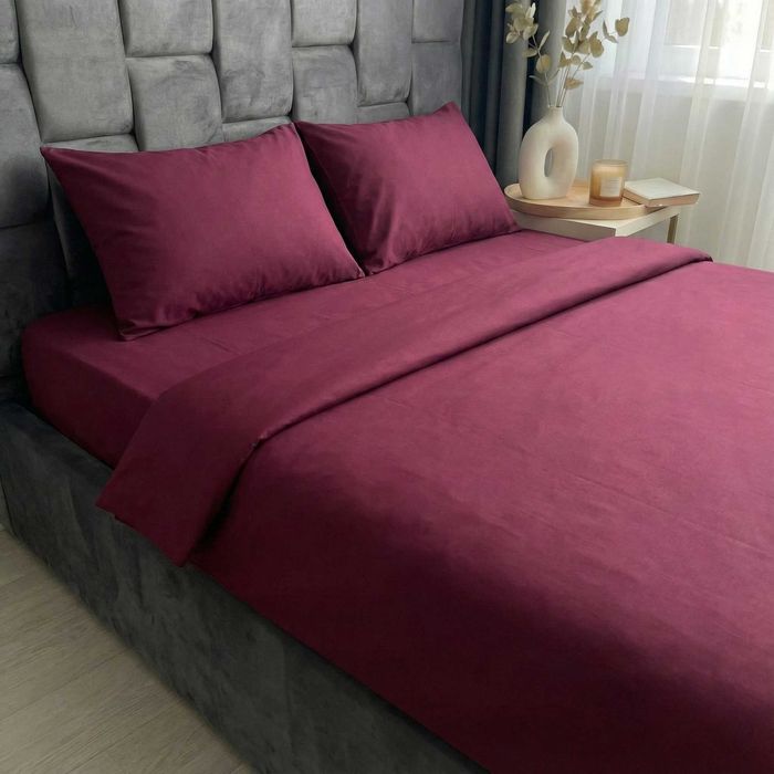 Постільна білизна Матова Бавовна. Колір Марсала Бордо. Власне пошиття