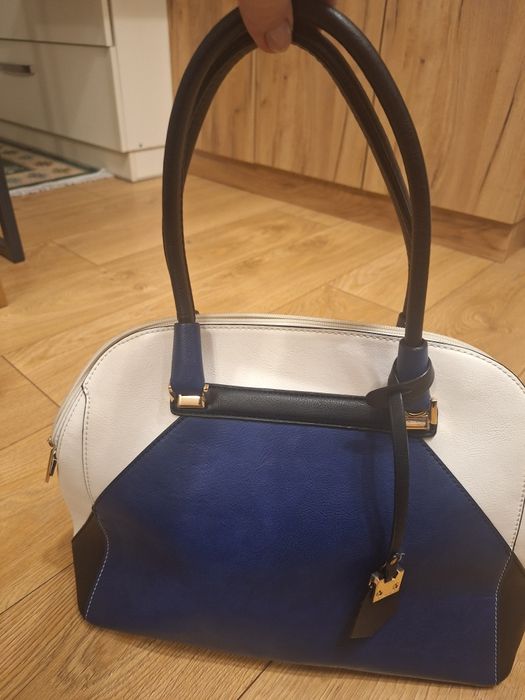 Torba damska biało-czarno-granatowa