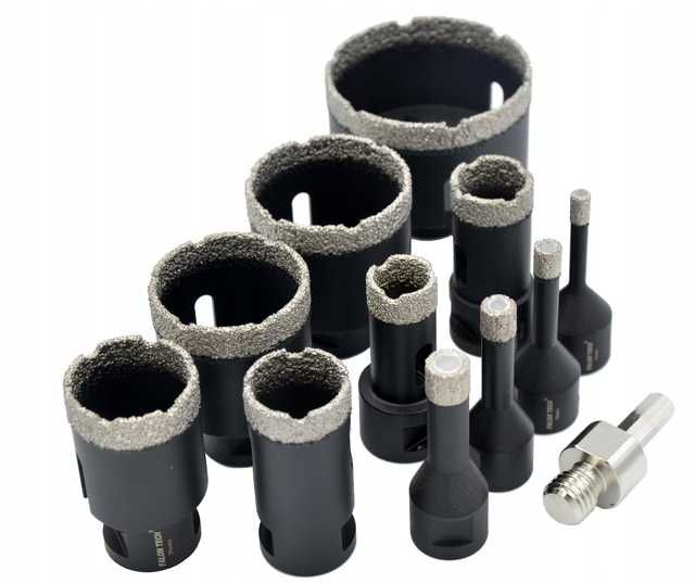 -> Zestaw Otwornice diamentowe do gresu 6,8,10,12,20,25,28,35,45,50,68mm FALON-TECH
