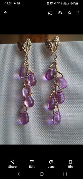 Kolczyki krople handmade Lilac rain nowe