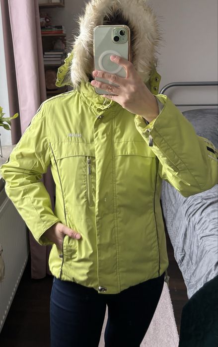 Neonowa, limonkowa nowa kurtka narciarska Descent