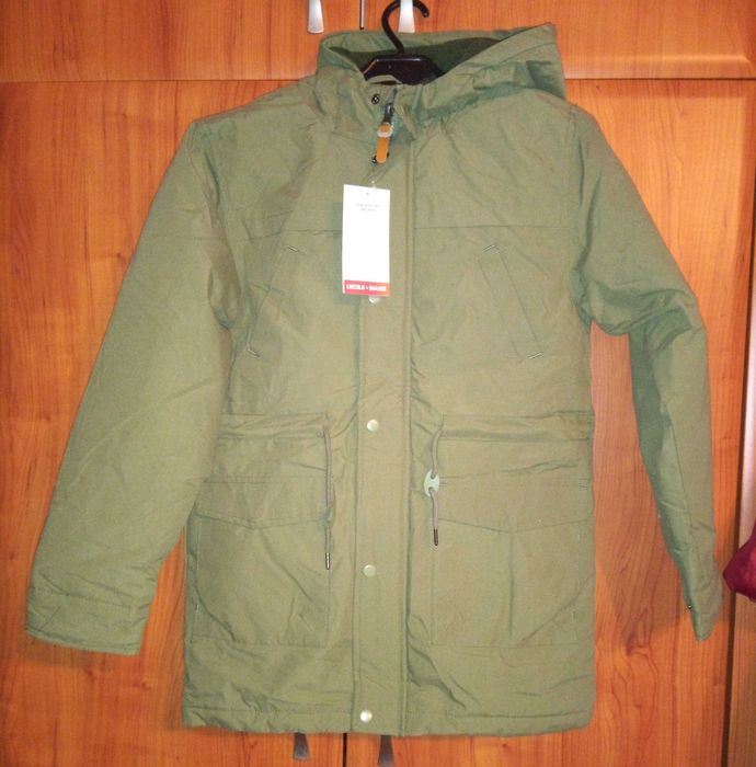 Nowa kurtka chłopięca zielona z polarem- parka - rozmiar 146