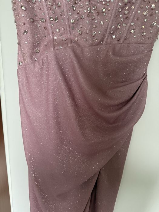 Sukienka maxi liliowa glamour