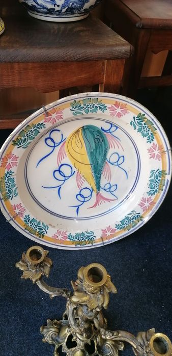 Prato faiança com 40cm  século XlX.