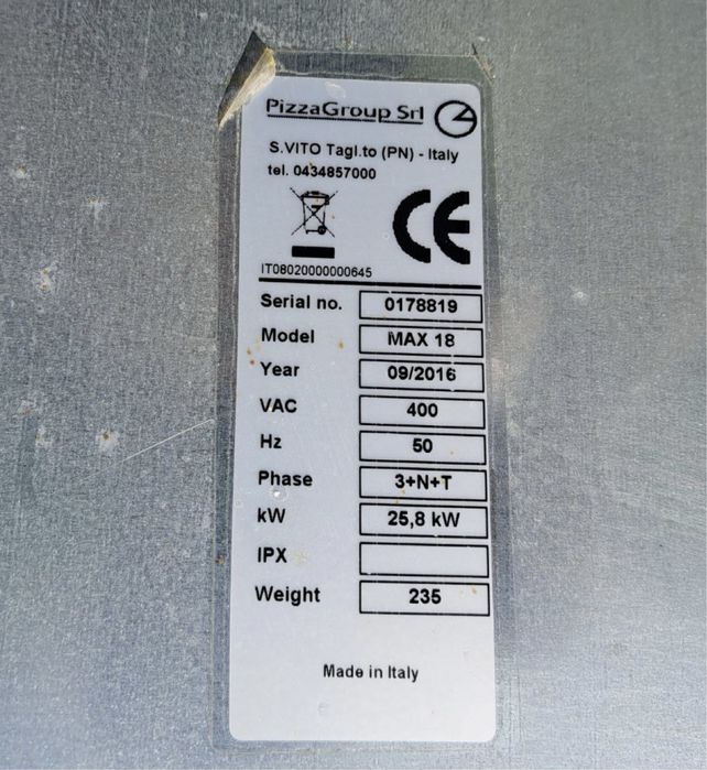 Печь для пиццы Pizza Group Entry Max 18
