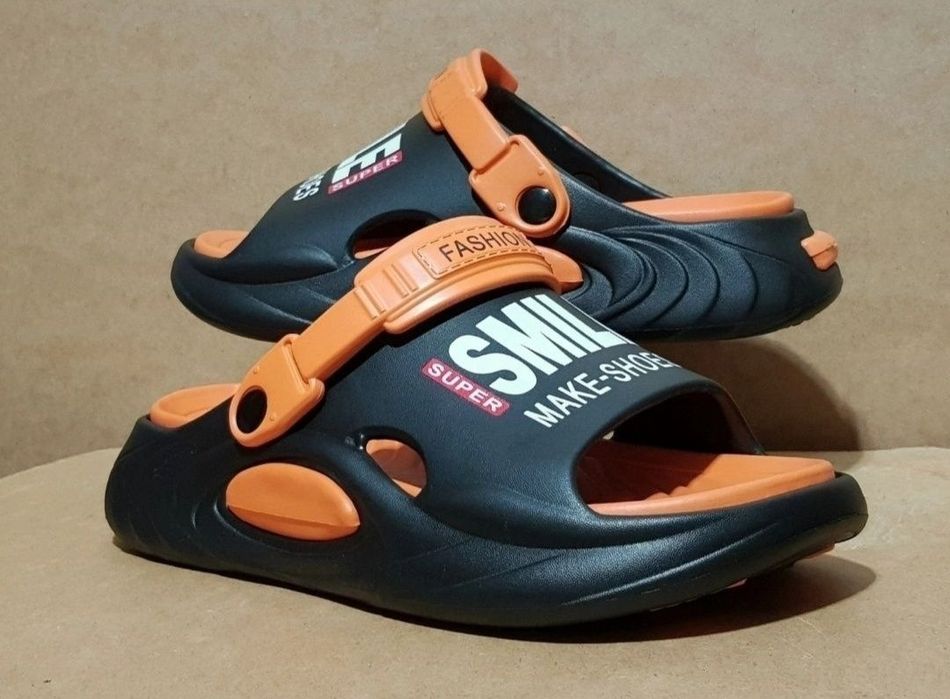 Klapki sandały męskie 40-41 (26cm) nowoczesne sportowe z paskiem czarn