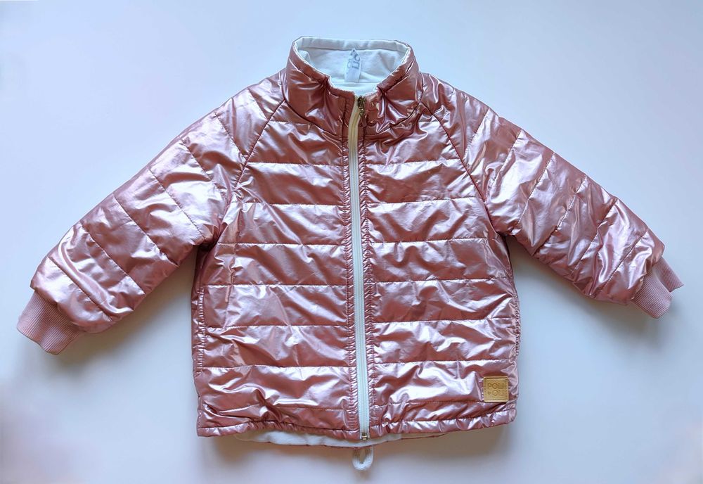 Unikatowa kurtka różowa błyszcząca metalik PoliOli 92/98