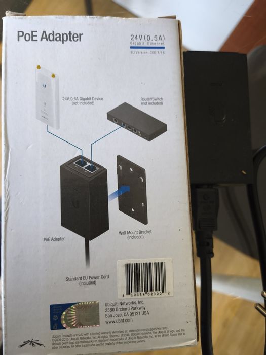 Adaptador POE ubiquiti 24v gigabit