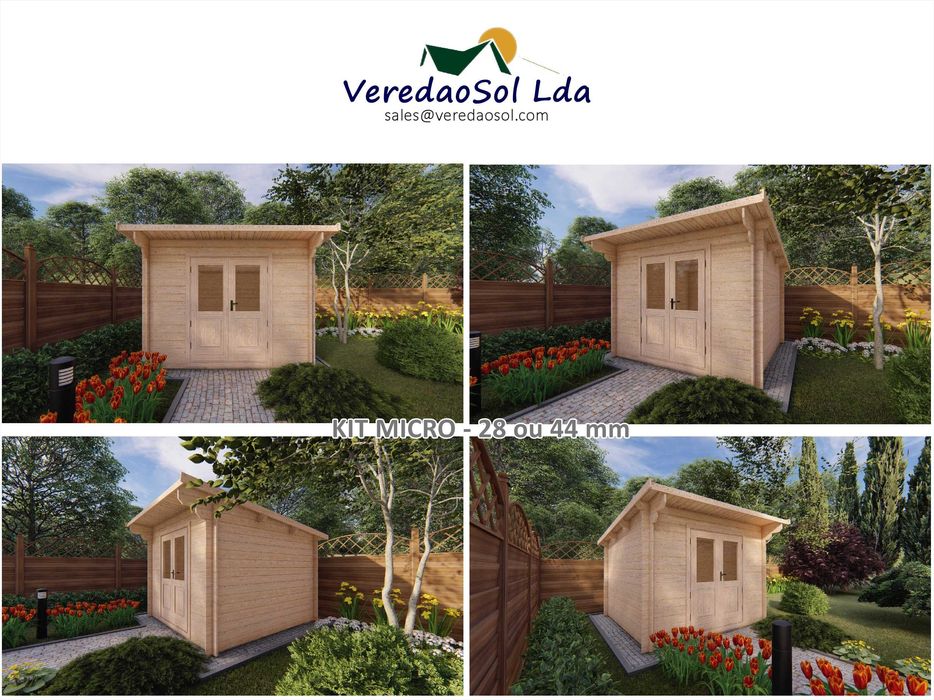 Casa madeira KIT MICRO 28mm Eco 3x2 m Coberta 9m²