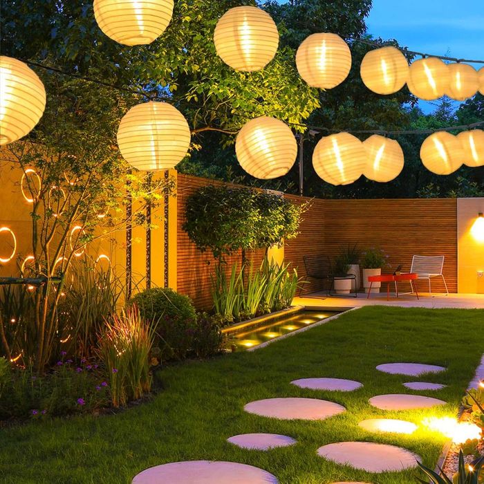 2 Solarne łańcuchy świetlne lampiony diody LED dekoracja ogrodowa