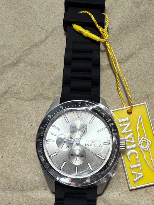 Invicta Nomad Aviator 45mm Silver Dial Black Band Quartz Watch 48855