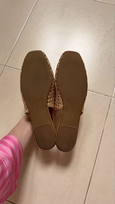 Мюлі, балетки золоті
