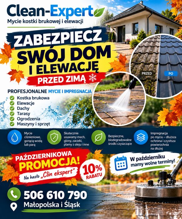 Mycie kostki, ekewacji, dachów, maszyn, impregnacja, rabat 10%,