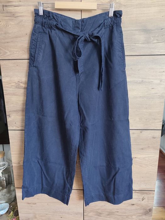 H&M 40 granatowe szerokie spodnie wysoki stan szwedy