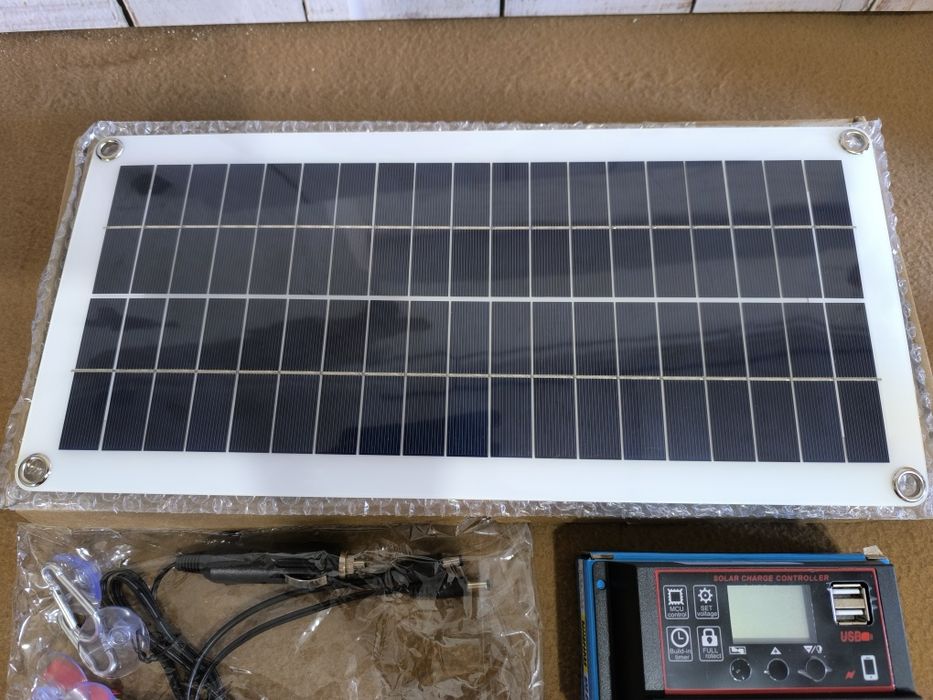 kit de painel solar portátil c/ controlador de carga e acessórios