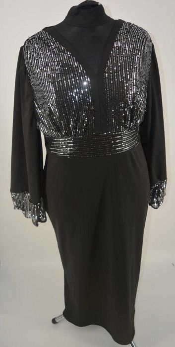 Elegancka, prosta sukienka z cekinami 2XL Shein