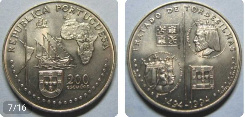 Moedas de 200$00 escudos Portuguesas de coleção