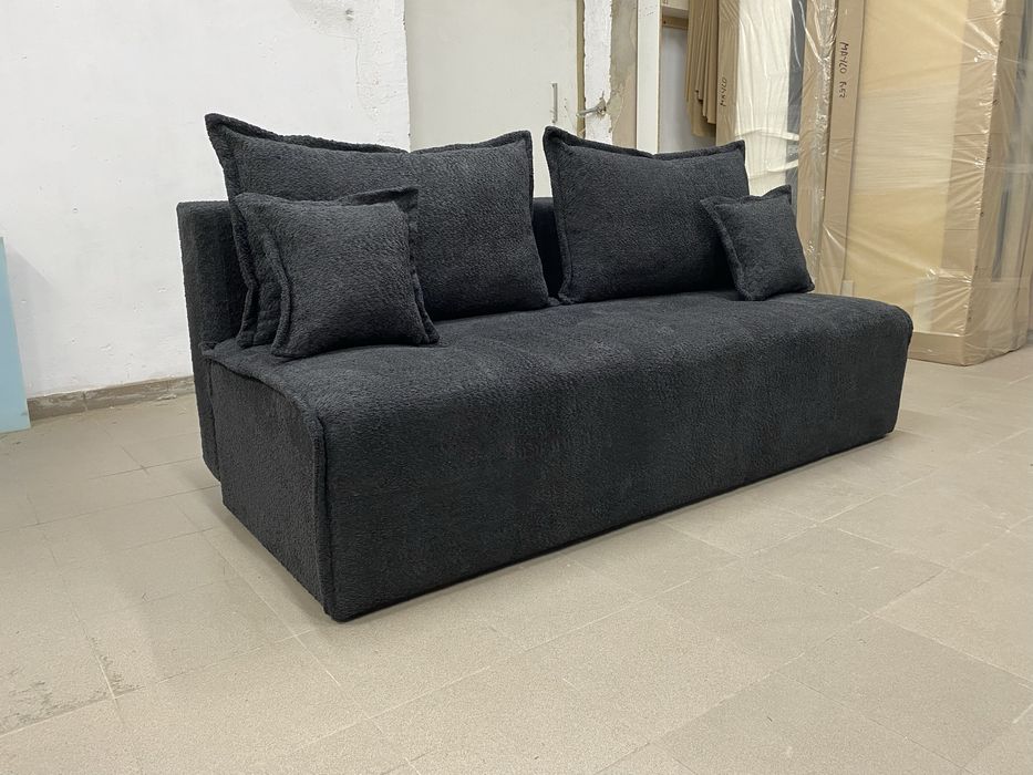 Kanapa rozkładana do salonu czarna tkaniny do wyboru