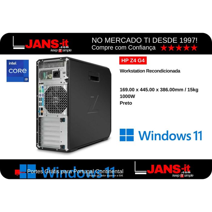 HP Z4 G4 | i9-10980XE | 32GB | SSD 1TB | RTX A4000 16GB