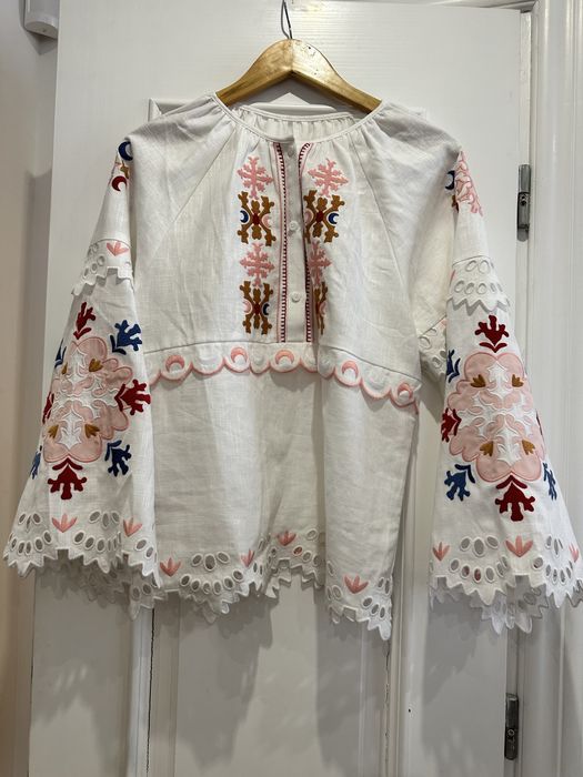 Белая вышиванка лляная льён