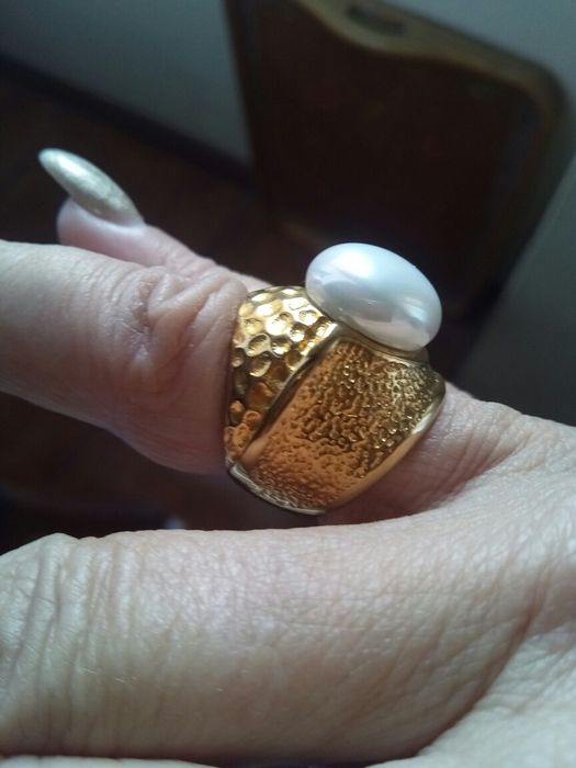 Anel duas faces com pérola