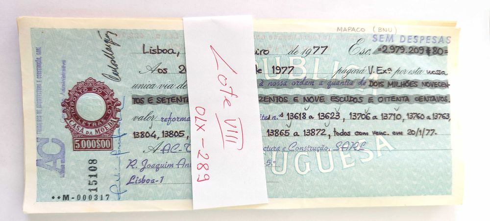 Cheques bancários da década de 1970, Portugal  Лот 289