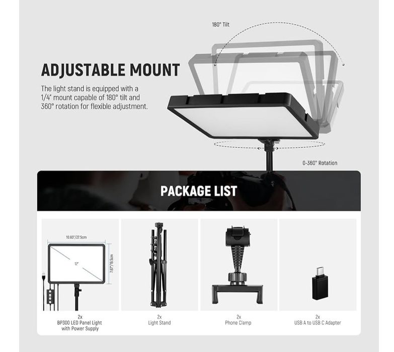 Zestaw oświetlenia wideo LED dwukolorowego NEEWER BASICS BP300