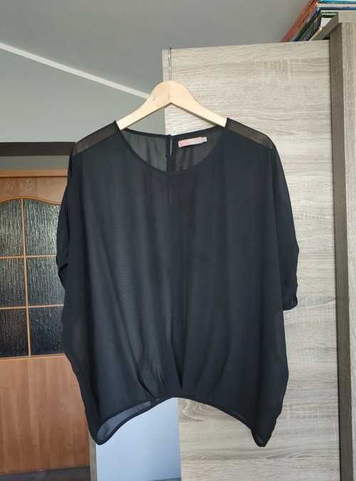 Czarna półprzezroczysta bluzka Saint Tropez r. M oversize