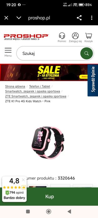 Smartwatch dla dziecka ZTE K1 pro