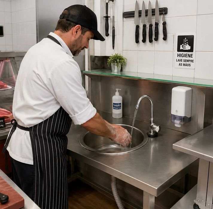 Vende-se móvel lava-mãos em inox ideal para talhos, cafés, pastelarias, snack-bares, restaurantes ou zonas de preparação alimentar.