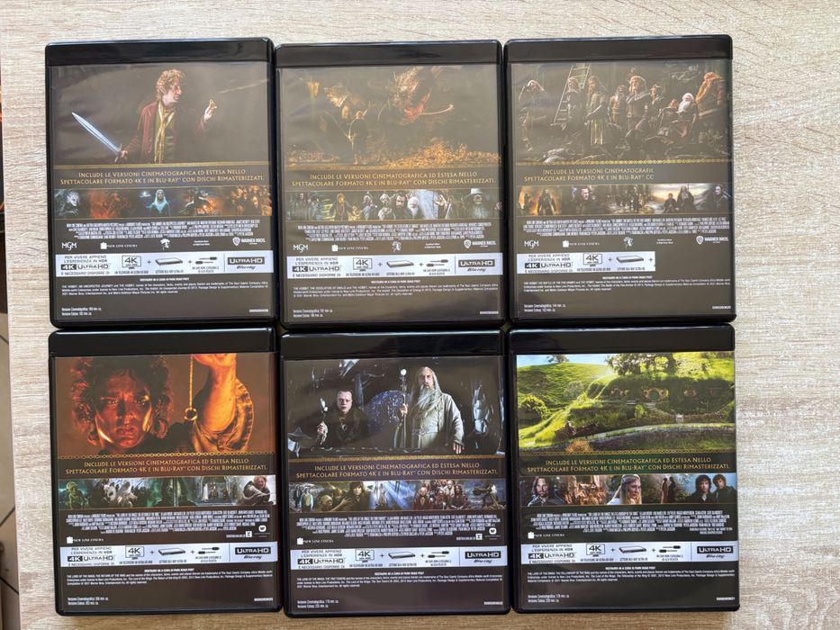 Middle Earth władca pierścieni hobbit kolekcja 6 filmów UHD bez pl bogate wydanie