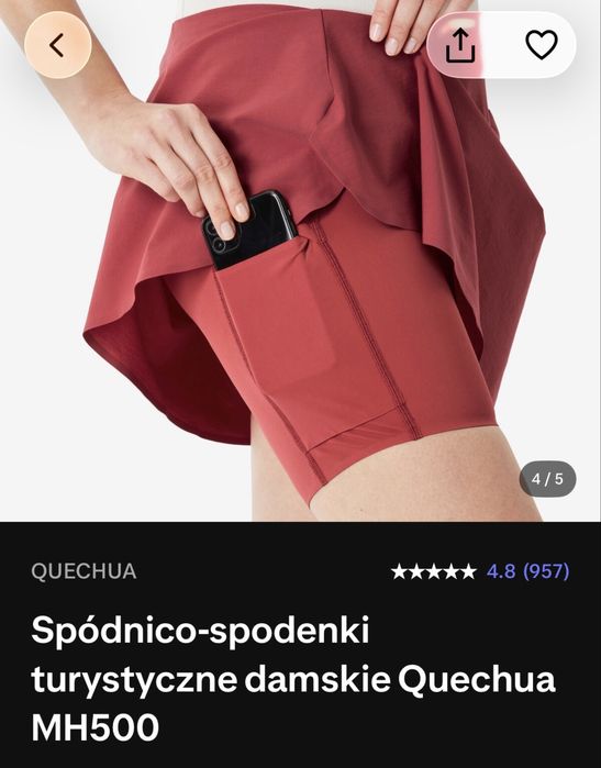 spódnico-spodenki sportowe Decathlon czerwone
