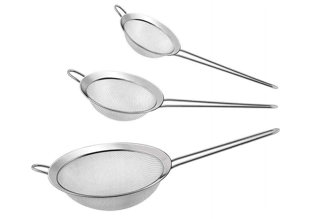 Stalowe kuchenne sitka sitko cedzak durszlak ociekacz zestaw 3 szt #93