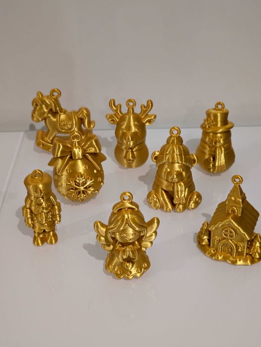Pack 8 Enfeites de Natal Dourados Árvore de Natal
