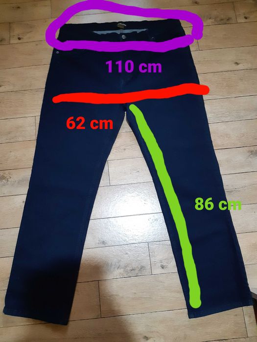 SPODNIE MĘSKIE materiałowe granatowe JEANS