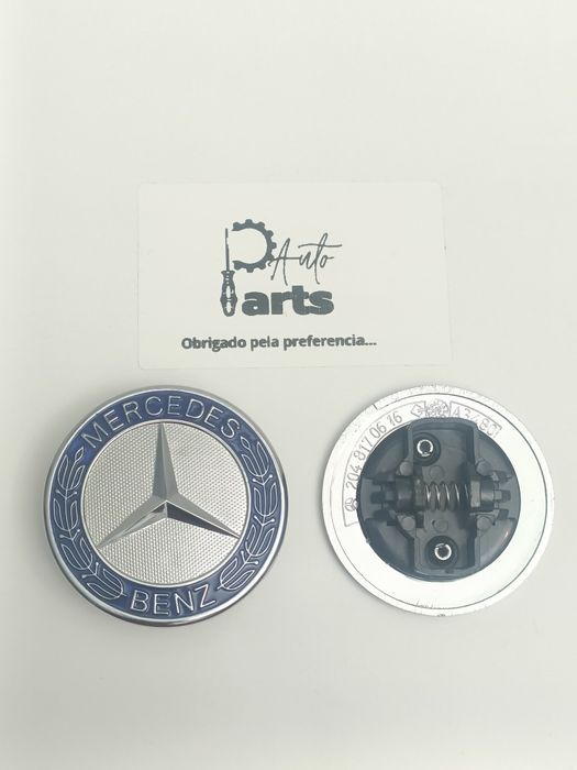 Emblema para o capô Mercedes legenda azul 57mm