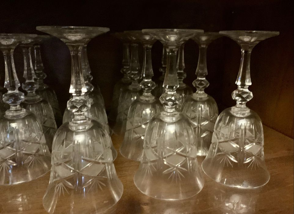 Serviço vintage copos cristal Bohemia