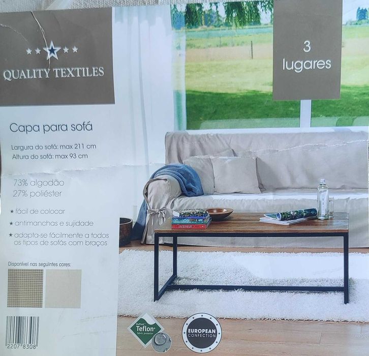 PROMOÇÃO: Capa para sofá 3 lugares (nova) cor pano crú