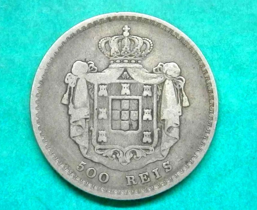 Moeda de 500 Reis de 1854 em prata - Rei D. Pedro V