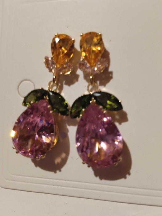 Kolczyki kolorowe pudrowy róż , szampan ,