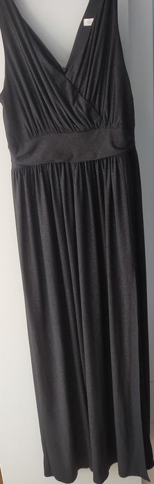 Sukienka czarna długa z rozcięciem rozmiar 42